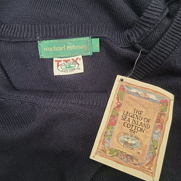 Vintage NWT Michael Thomas Navy V Neck Sweater - Picture 4 of 6